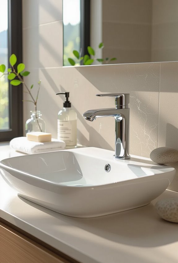 sleek polished chrome bathroom fixtures