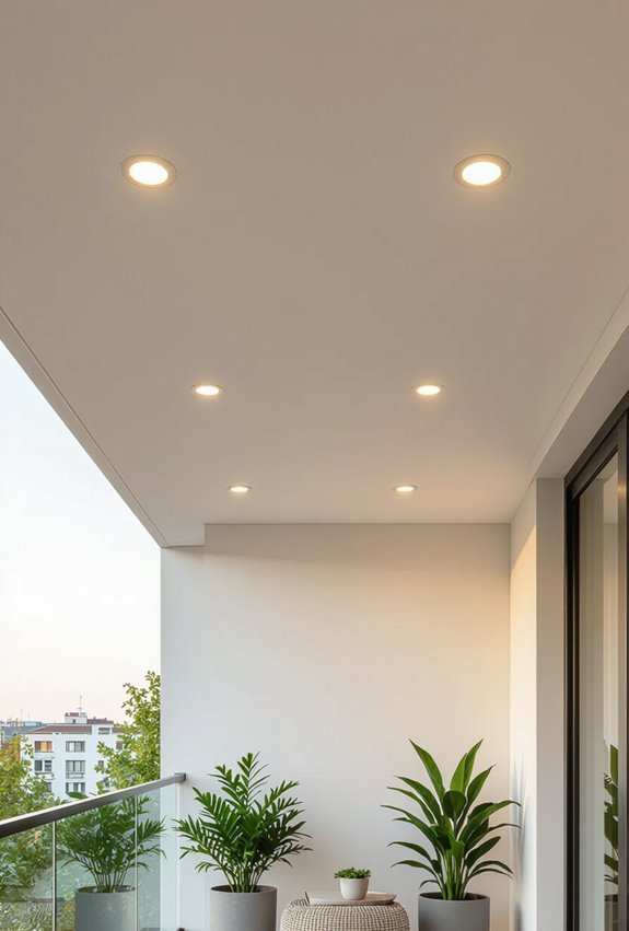 sleek recessed dimmable balcony lighting