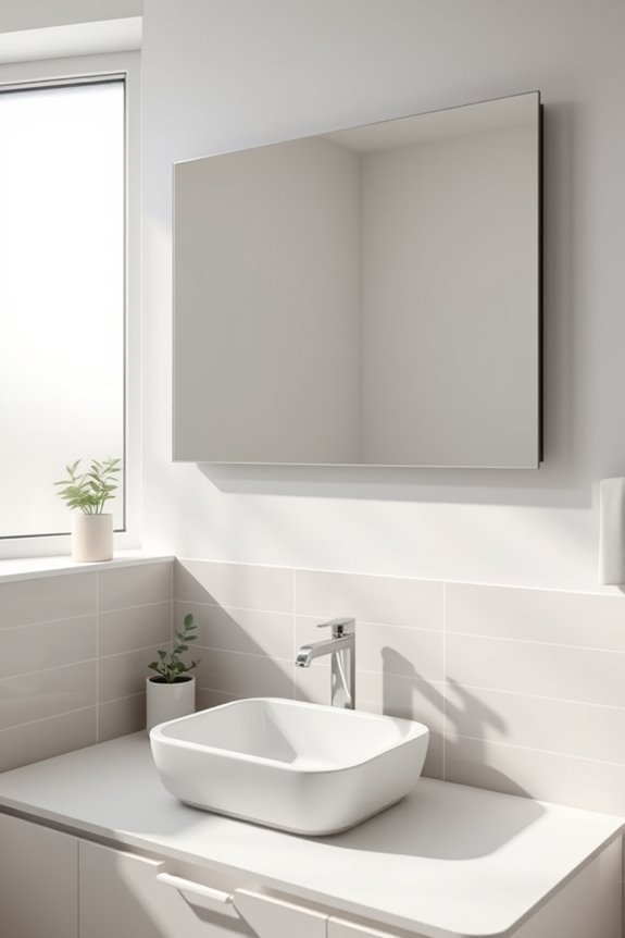 sleek rectangular frameless mirrors