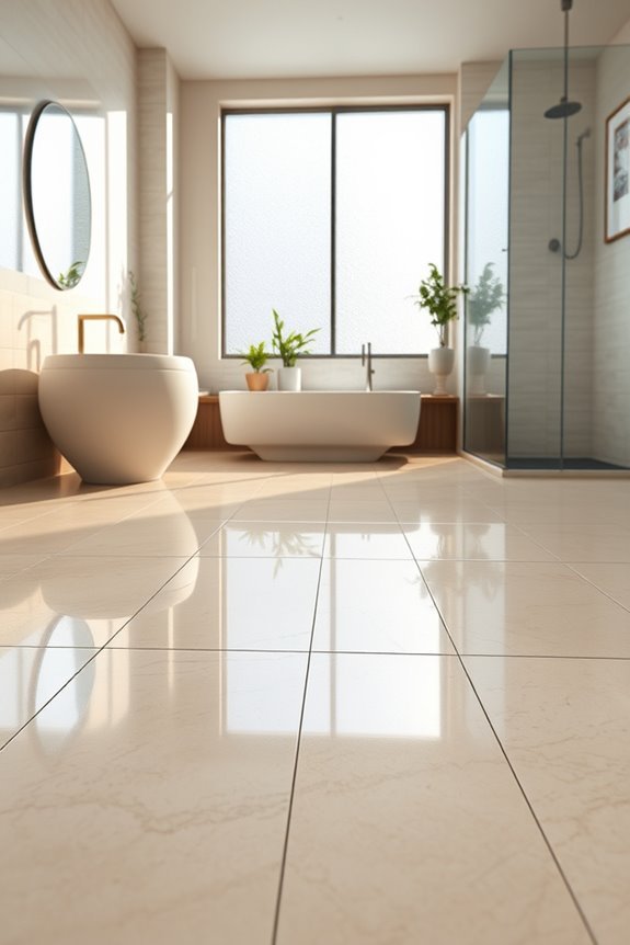 sleek reflective bathroom tiles