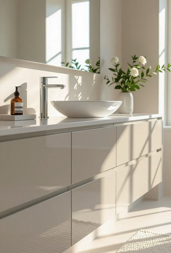 sleek reflective high gloss cabinetry