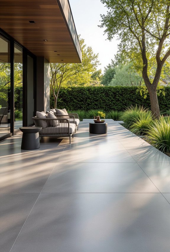 sleek reflective low maintenance patio