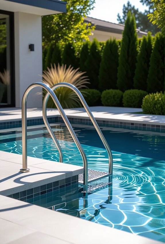 sleek stainless steel poolrails