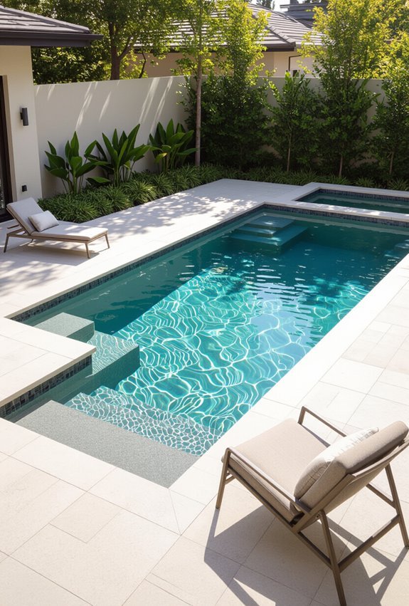 sleek sunken pool lighting