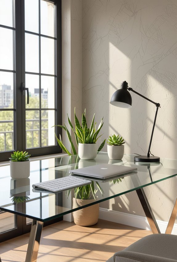 sleek tempered glass desk