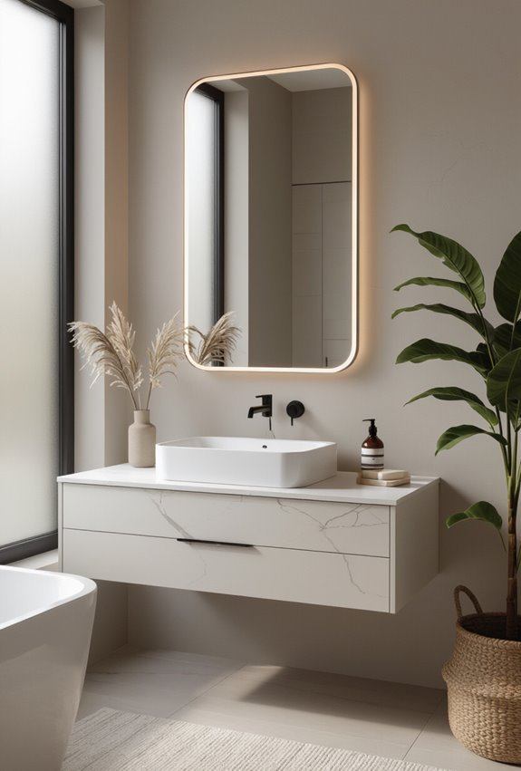 sleek thin metallic framed mirrors