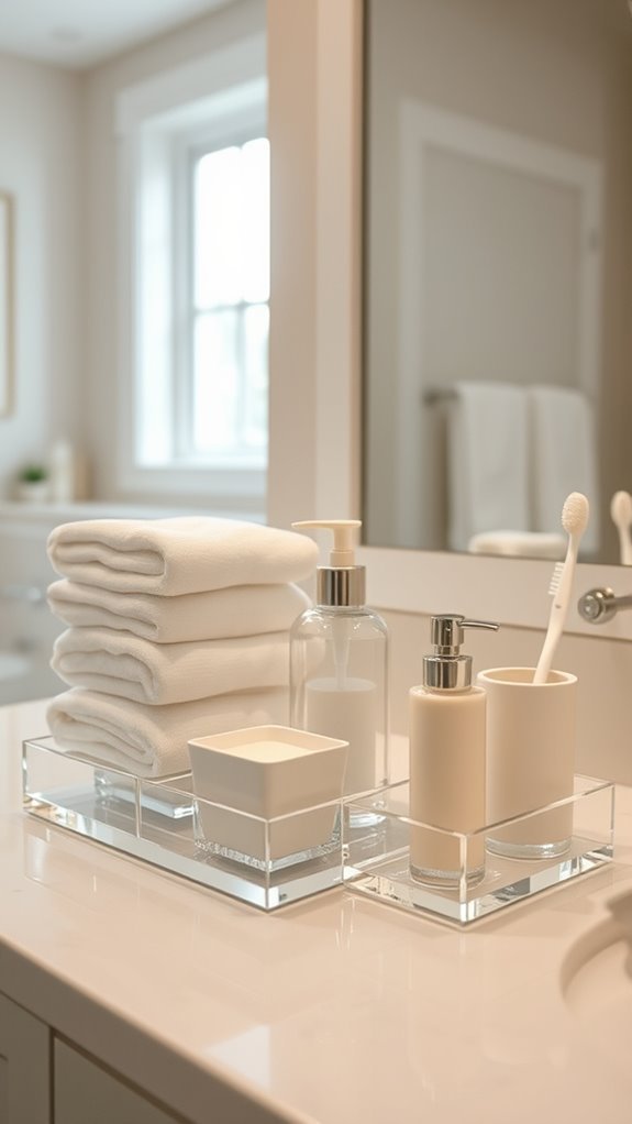 sleek transparent bathroom organizers