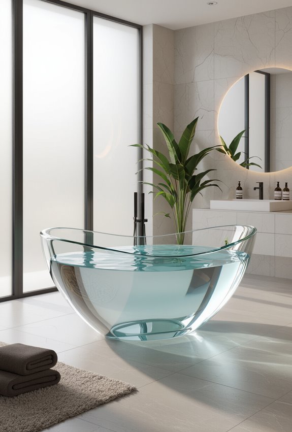 sleek transparent futuristic glass bathtub