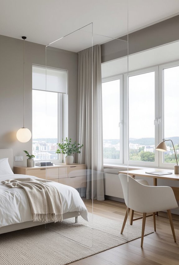 sleek transparent room defining panels