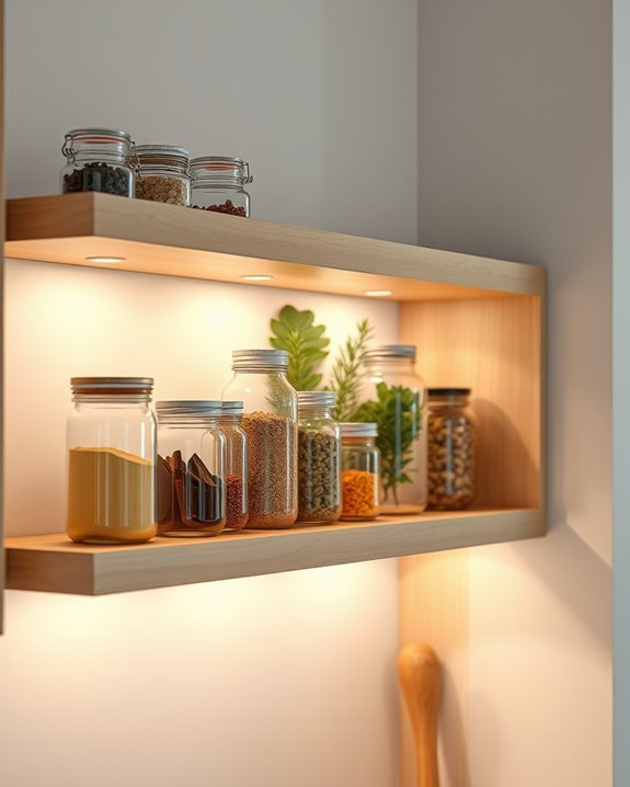 sleek unobtrusive under shelf lighting