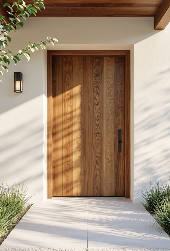 sleek vertical plank wooden door
