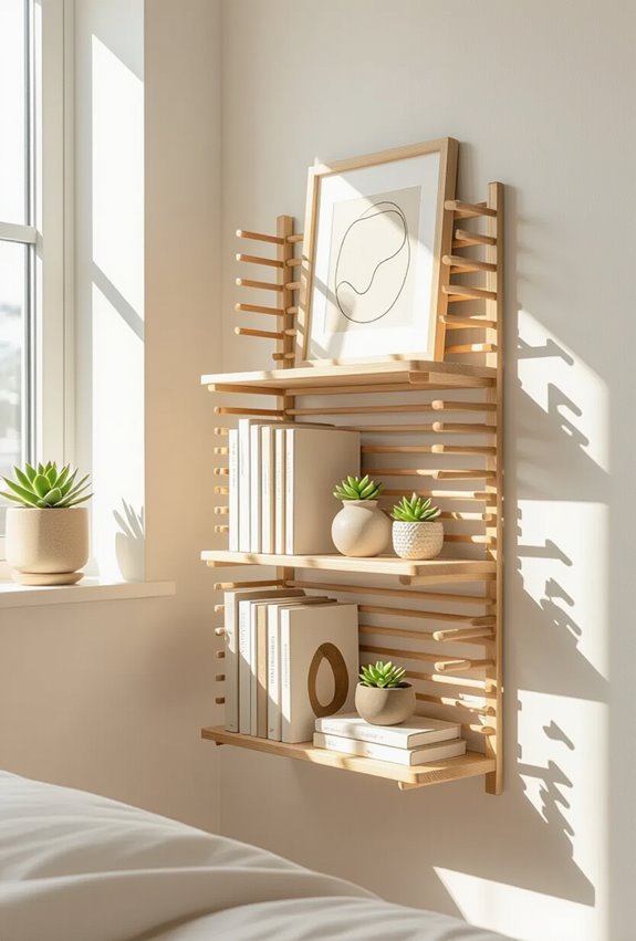 sleek wall mounted book storage