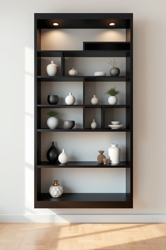 sleek wall mounted display cabinets