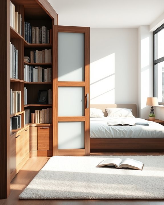 sliding door bookshelf privacy