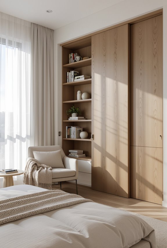 sliding door bookshelves maximize space