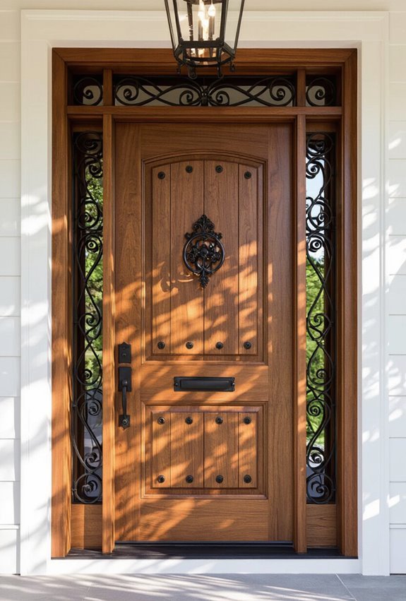 sliding wooden doors with ironwork