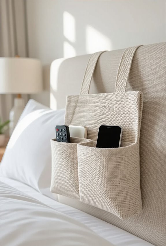 slim bedside organizer pockets