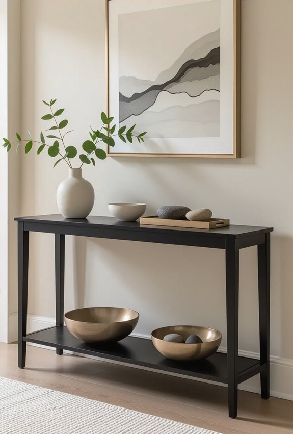 slim black hallway console