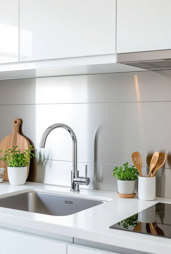 slim brushed stainless backsplash