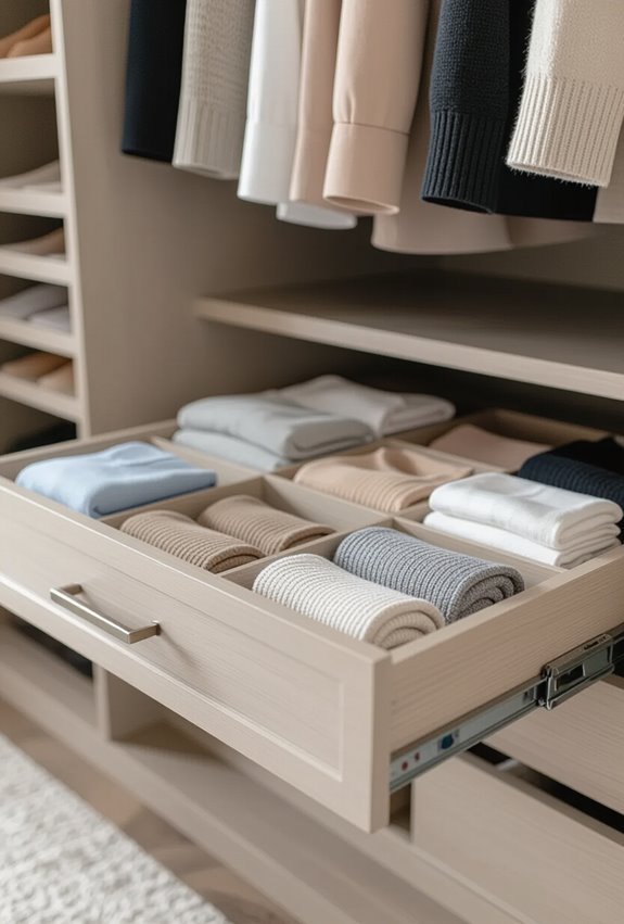 slim divided drawers for underwear