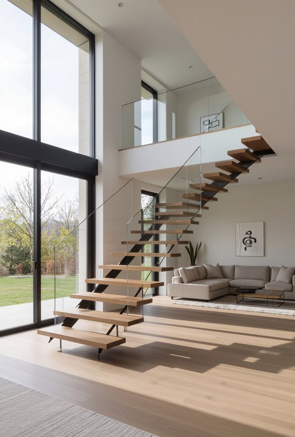 slim floating staircase airy