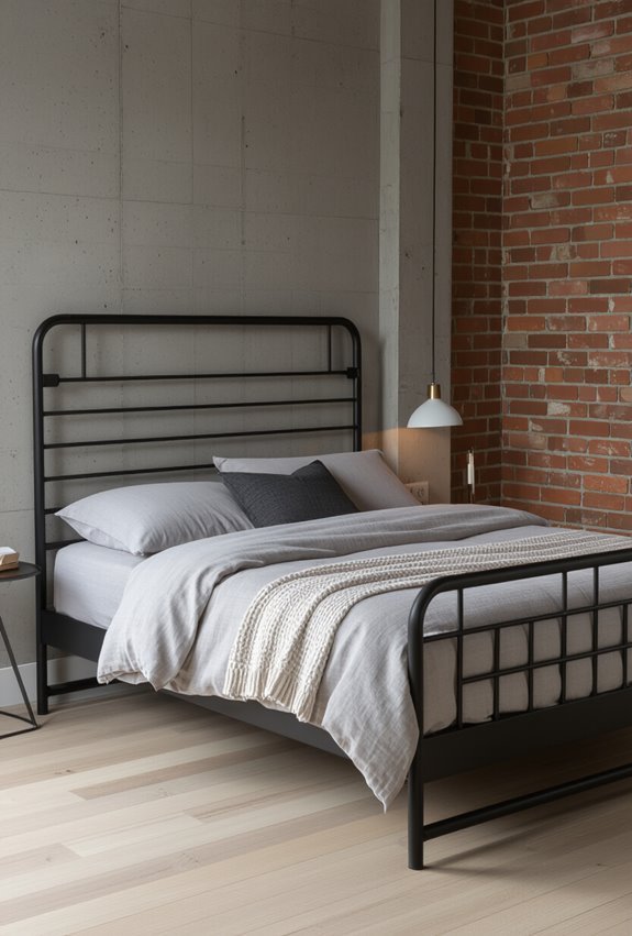slim industrial geometric bedframe