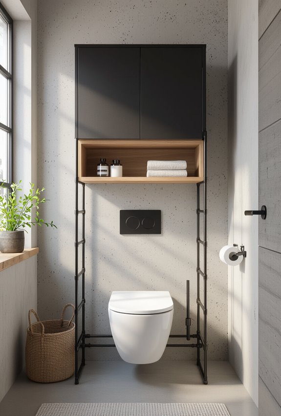 slim industrial over toilet storage