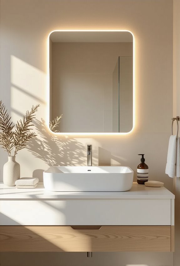 slim led strip elevates mirrors