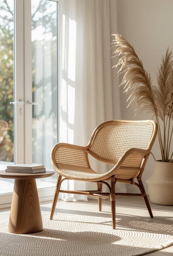 slim legged woven rattan lounge