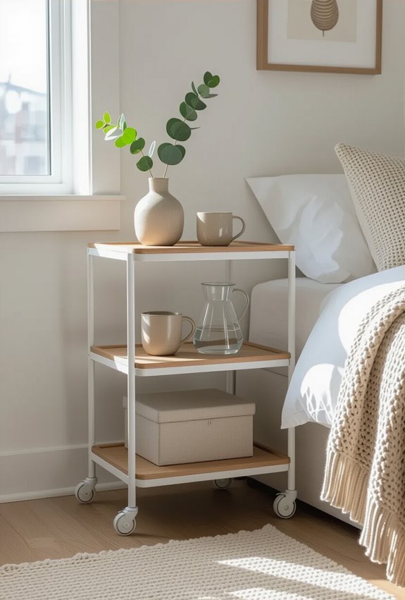 slim mobile bedside storage