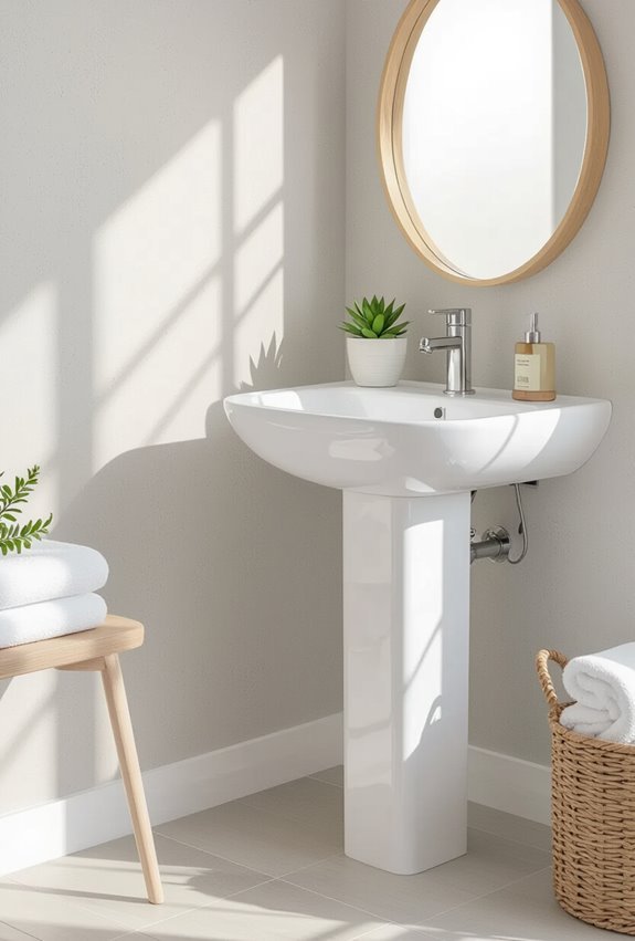 slim pedestal preserves openness