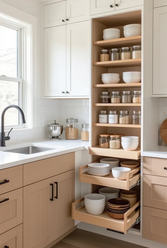 slim pull out pantry organization