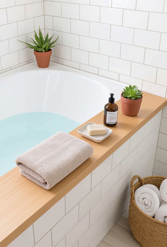 slim recessed tub storage