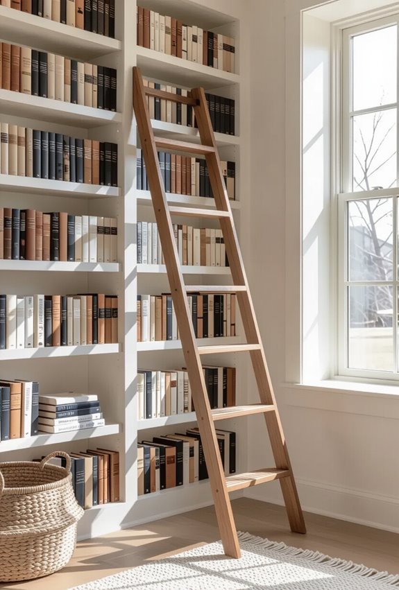 slim rolling pulley ladder