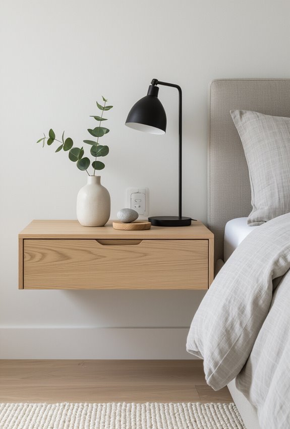 slim wall mounted bedside storage