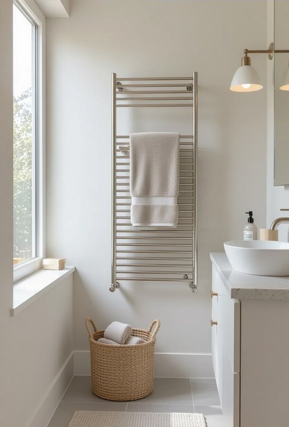 slimline vertical heated towel storage