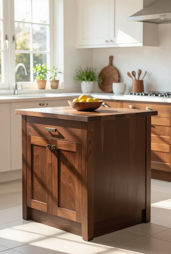 small brown space saving island