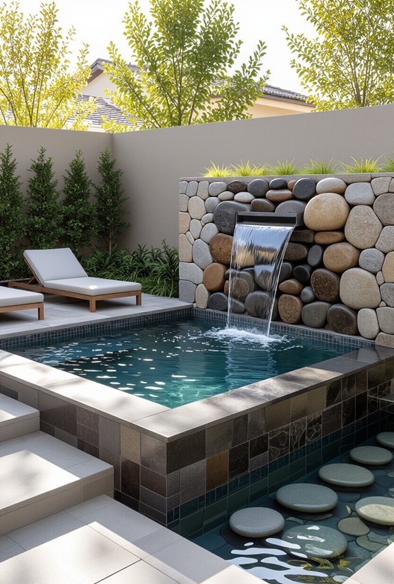 small mosaic waterfall oasis