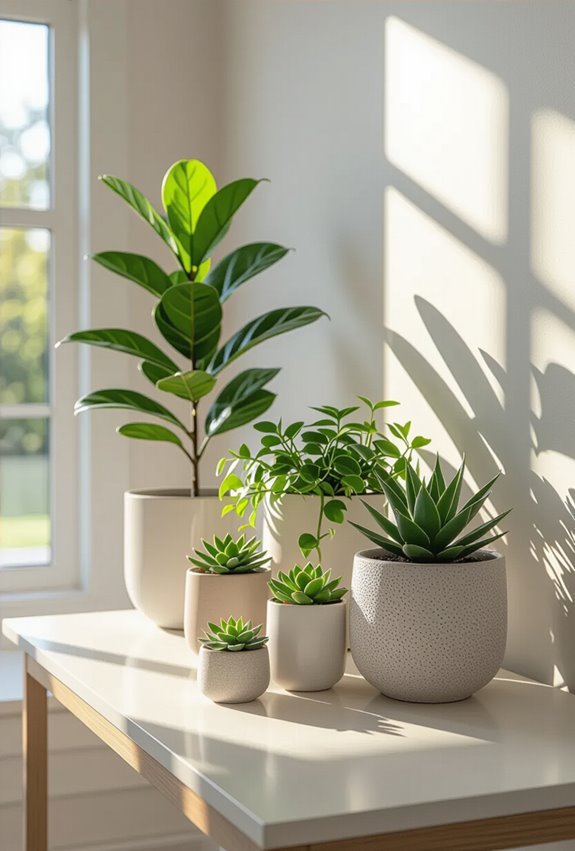 small potted plants trio