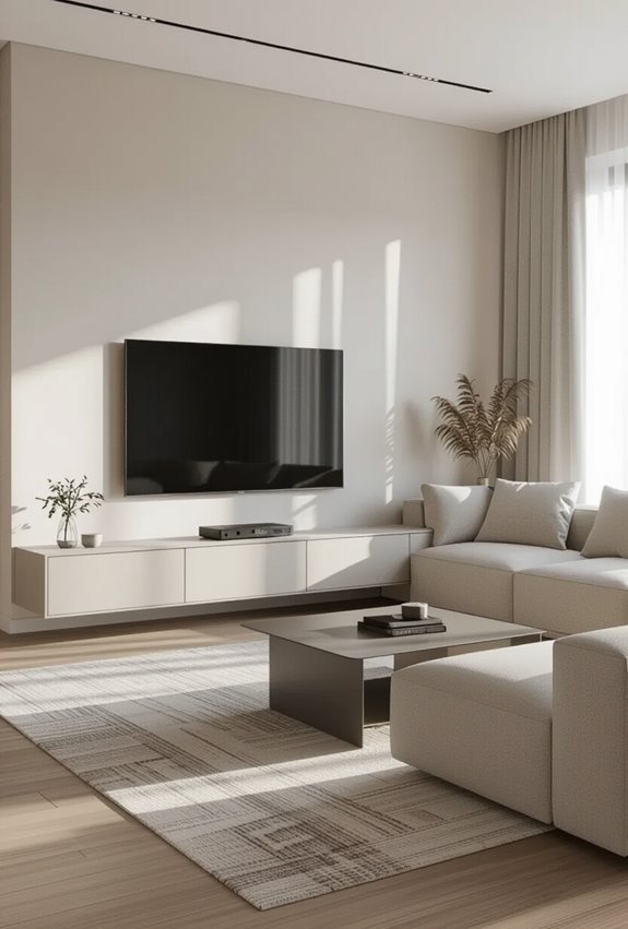 smart tv centered sofa setup