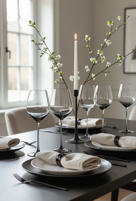 smoky etched black accented glass