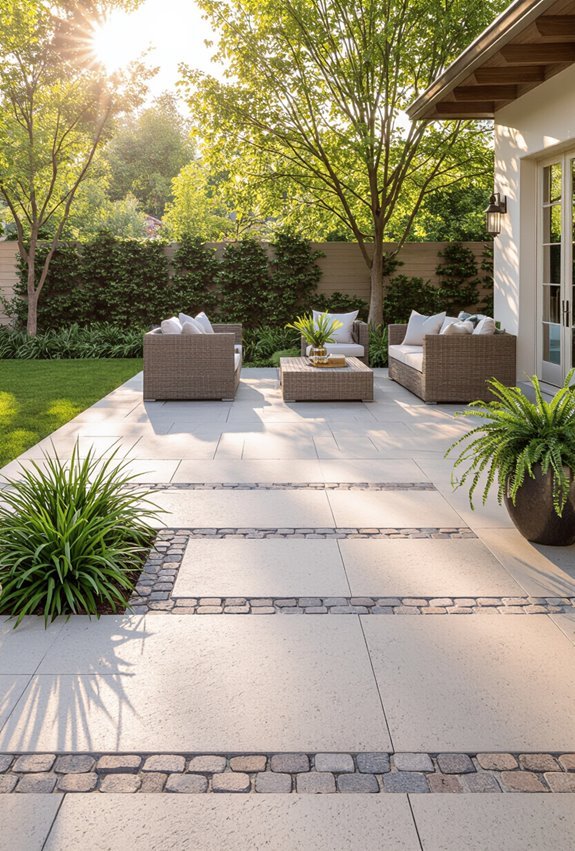 smooth and textured paver contrast