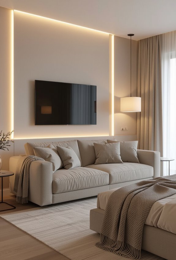 soft ambient lighting behind tv