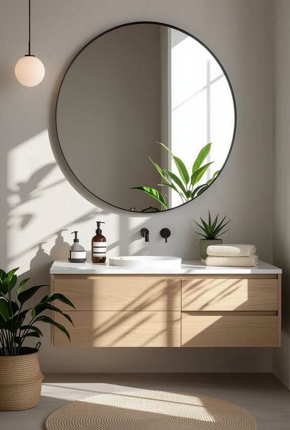 soft balanced round mirror