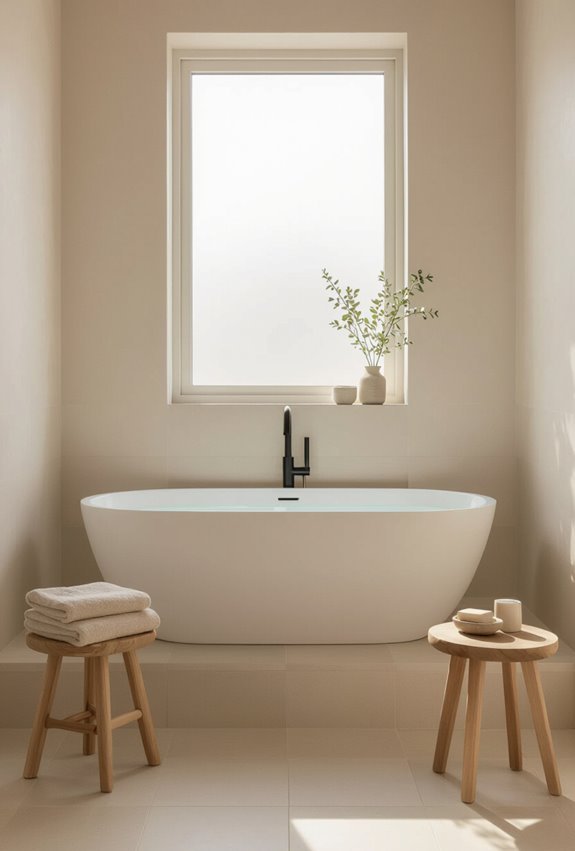 soft beige minimalist bathroom ambience