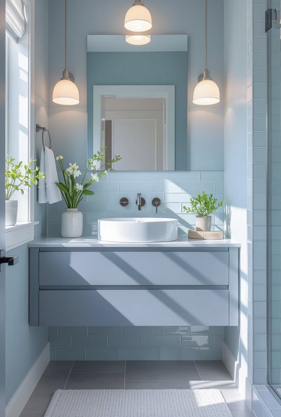 soft blues dark greys