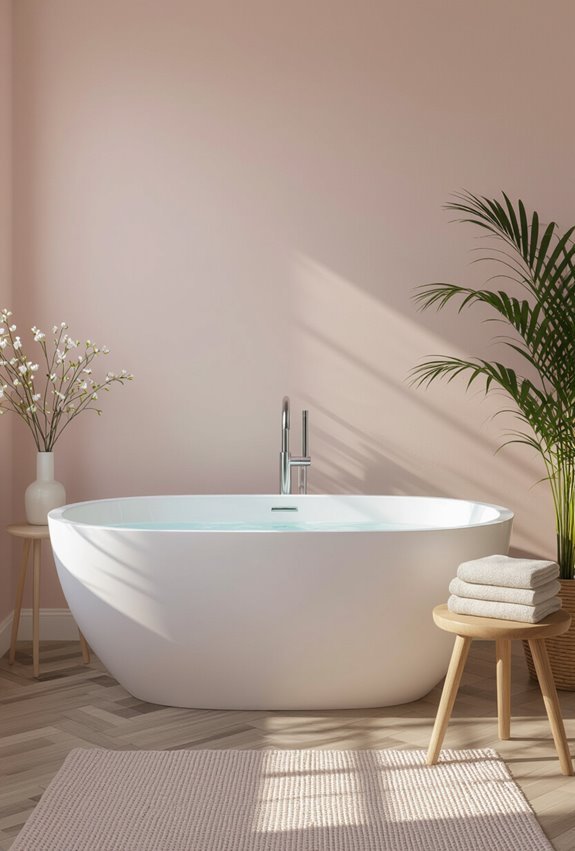 soft blush spa like bathroom