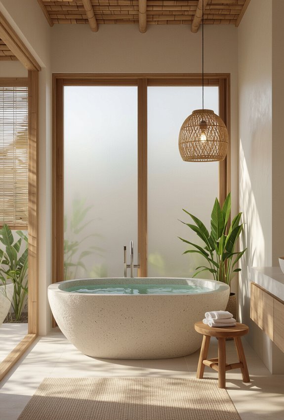 soft diffused tropical bathroom lighting