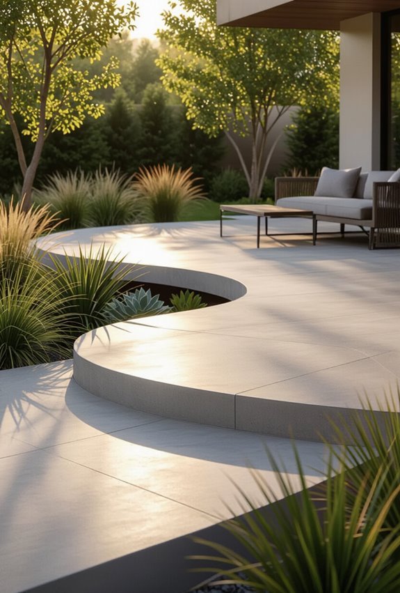 soft flowing concrete patio