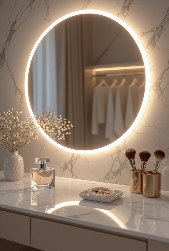 soft glamorous led lit mirrors